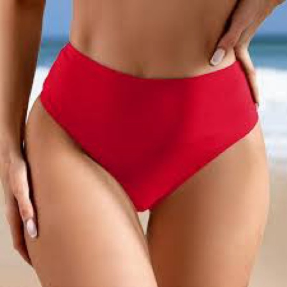 NWT Kim Rogers tummy control bathing suit bottom in orangey red, size L